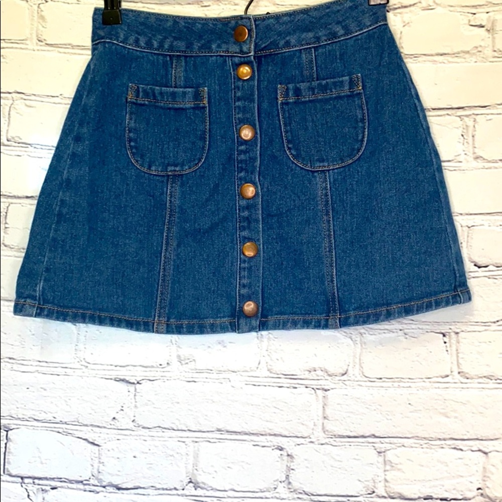 Melville Denim Blue Jean Button Front Mini Skirt Size 23